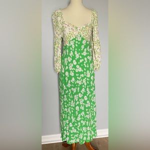 Rixo Target Collab Bohemian Floral Daisy Puff Sleeve Midi Dress Size 8